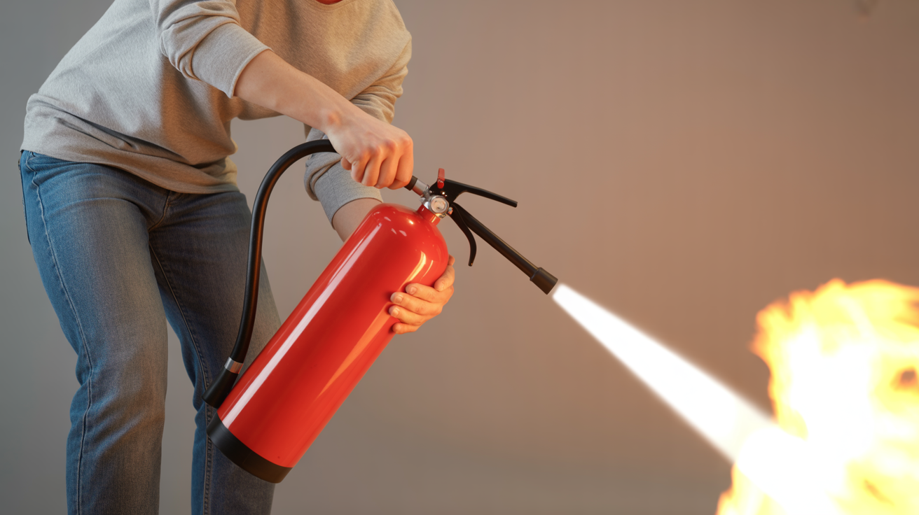 Proper fire extinguisher usage demonstration