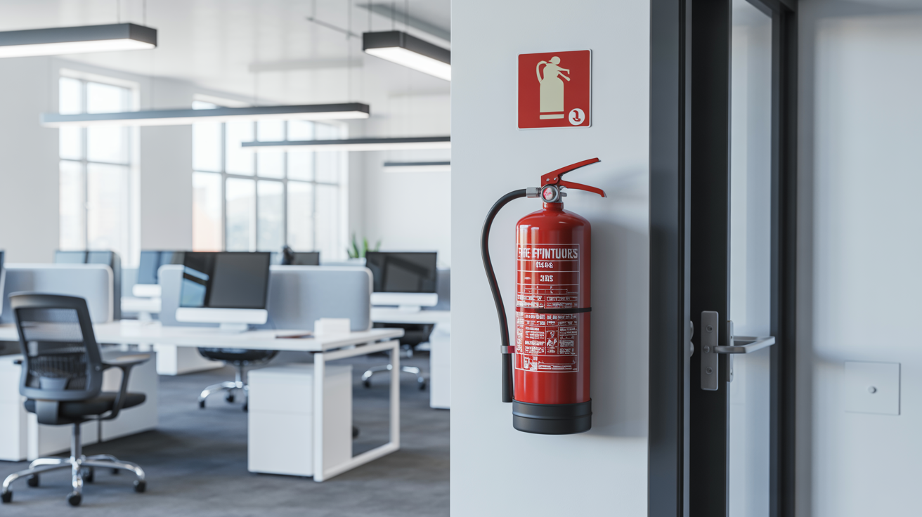 Professional office space with fire safety equipment